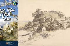 Rocca di Papa - Disegno con "Paesaggio romano vicino Rocca di Papa"